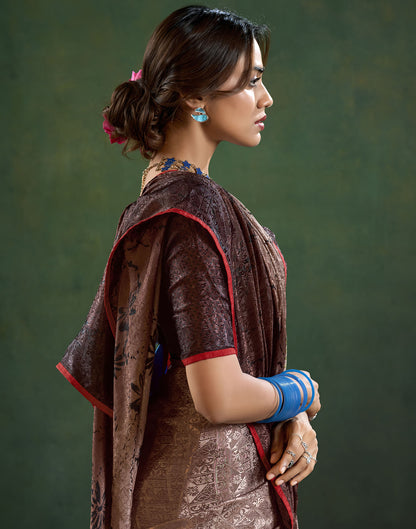 Brown Silk Woven Saree