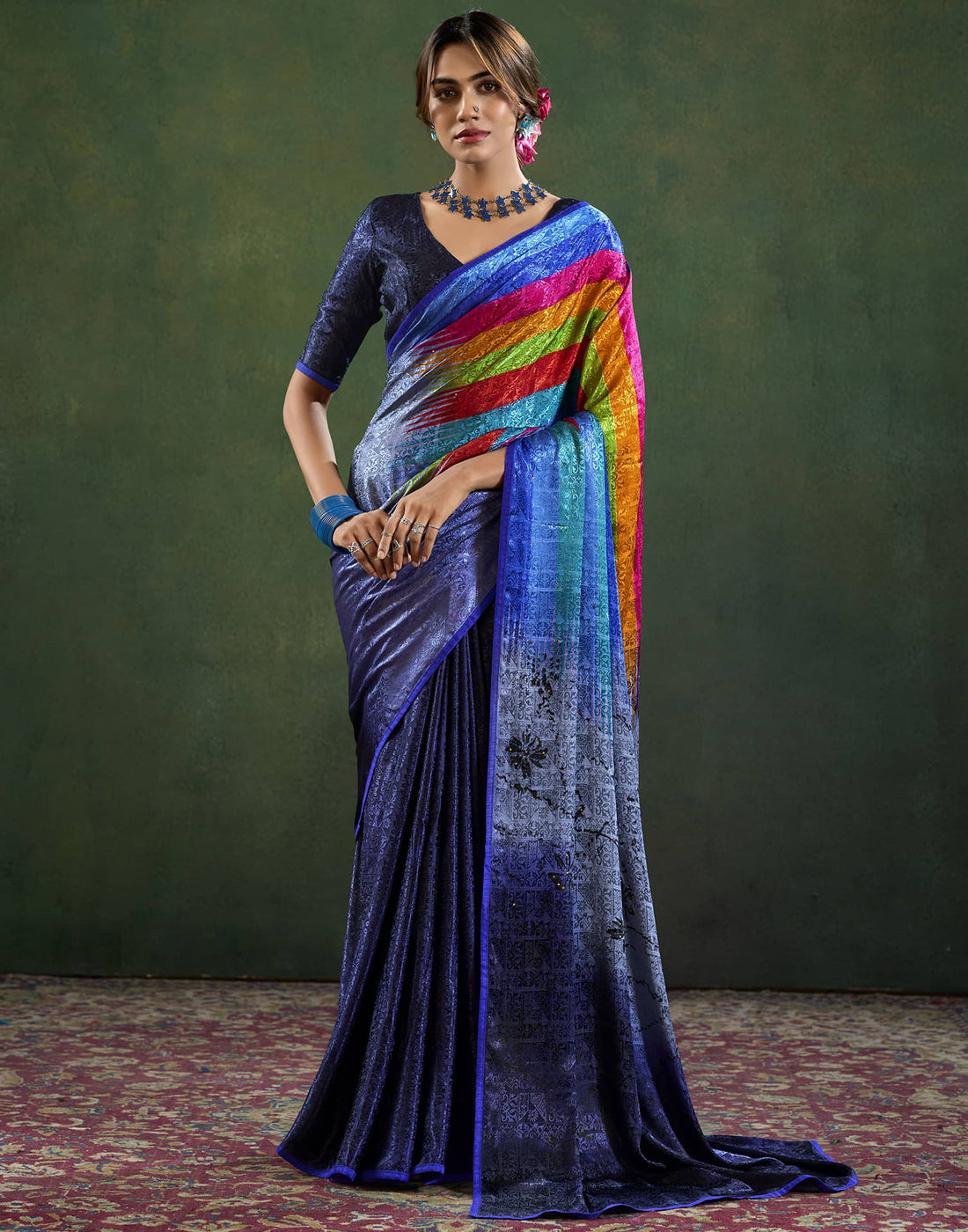 Blue Silk Woven Saree