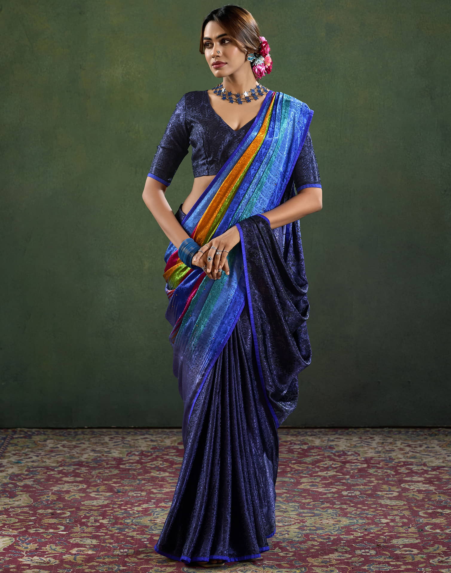 Blue Silk Woven Saree