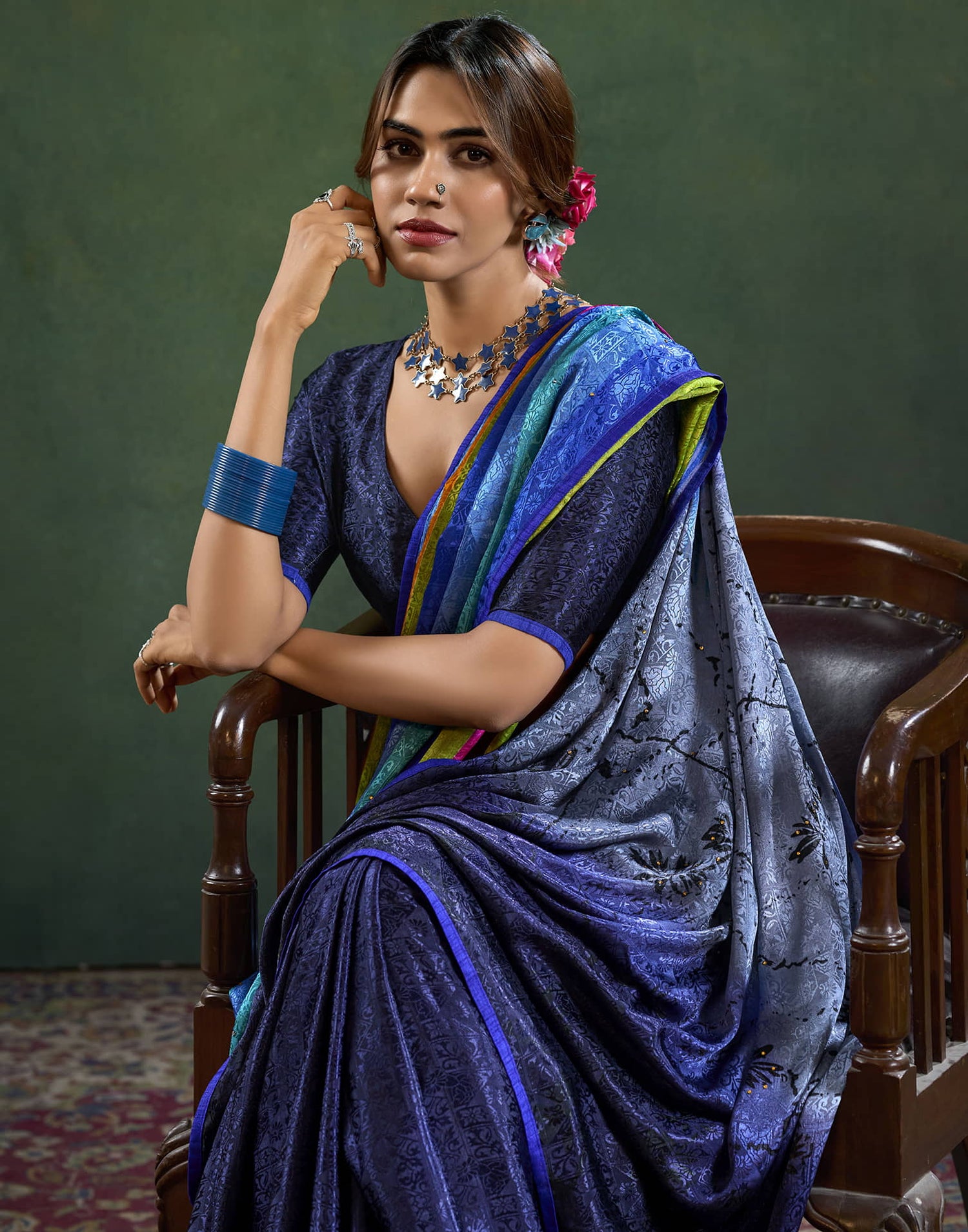 Blue Silk Woven Saree