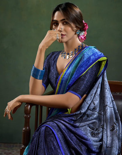 Blue Silk Woven Saree