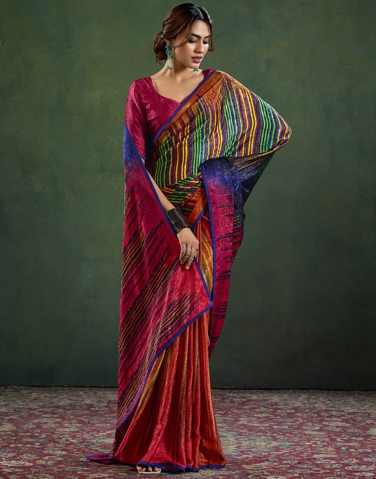 Multicoloured Silk Woven Saree