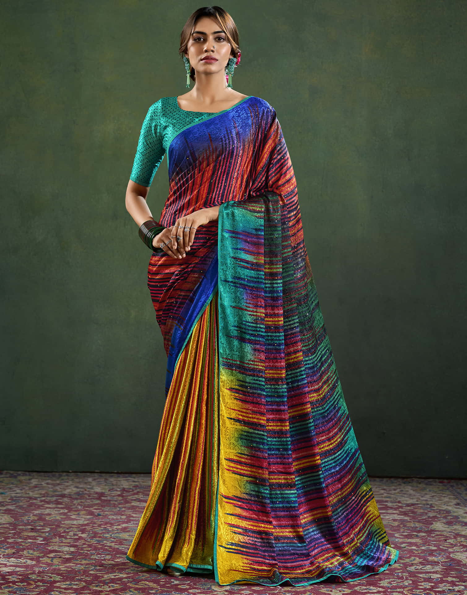 Multicoloured Silk Woven Saree