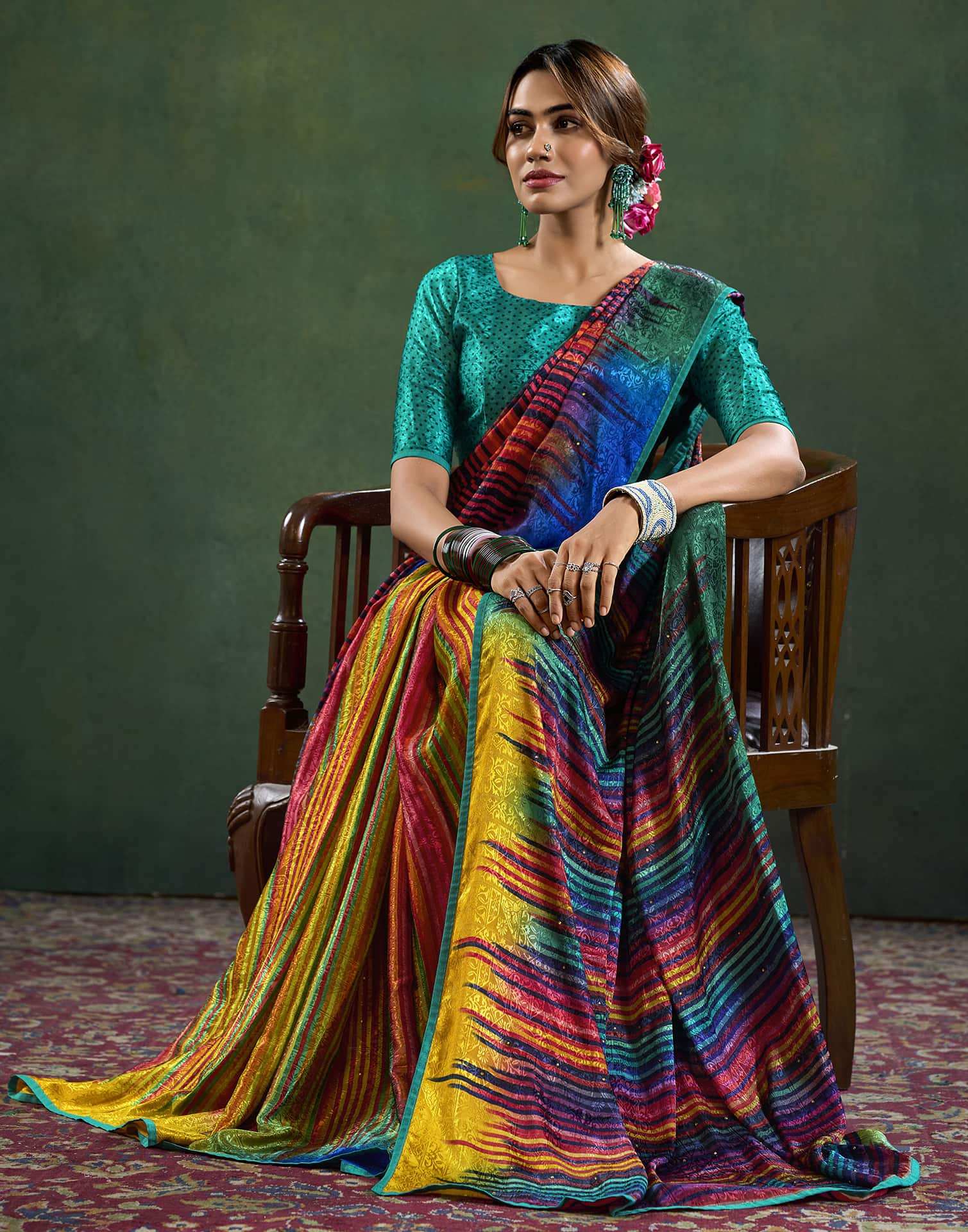 Multicoloured Silk Woven Saree