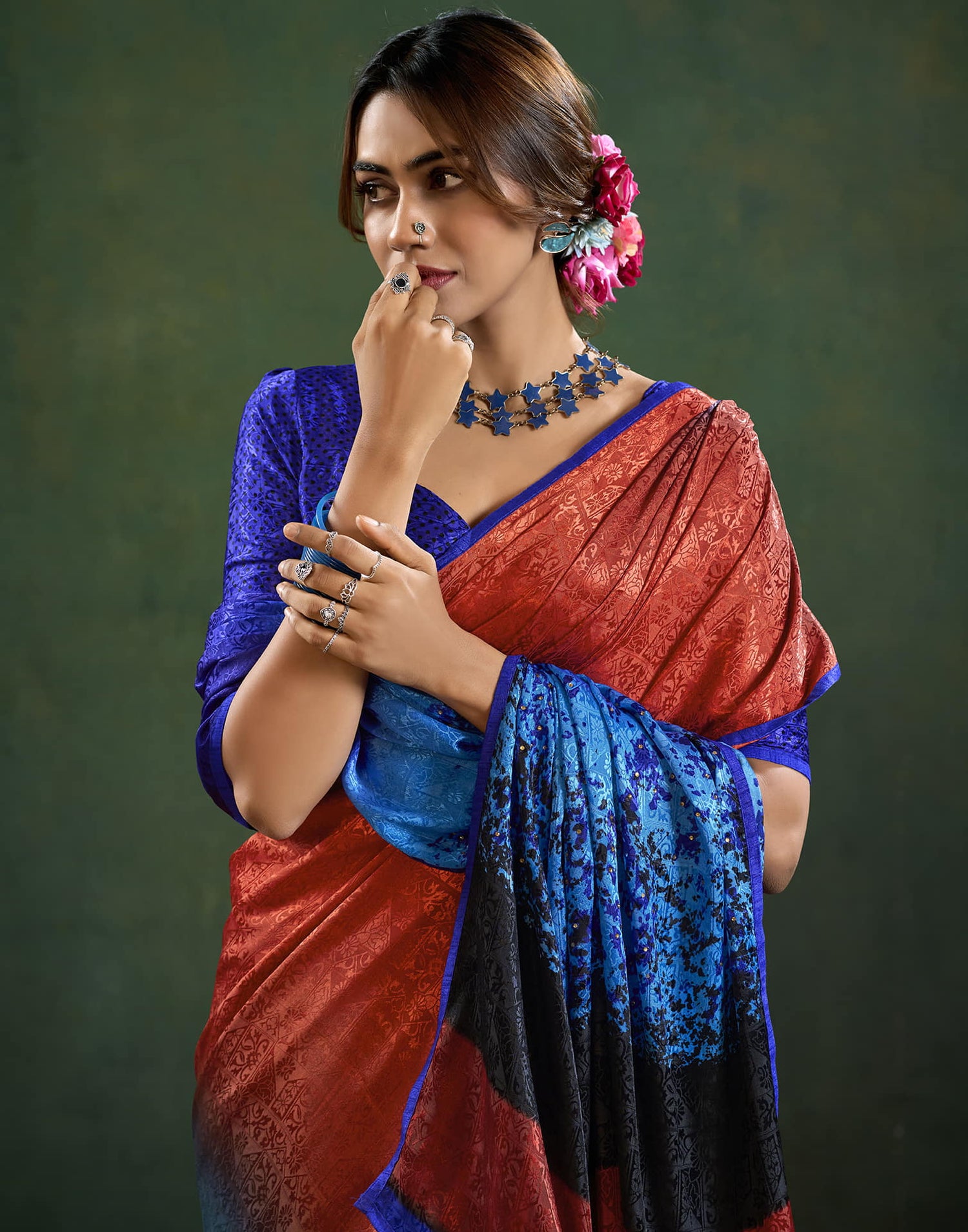 Dark Blue Silk Woven Saree