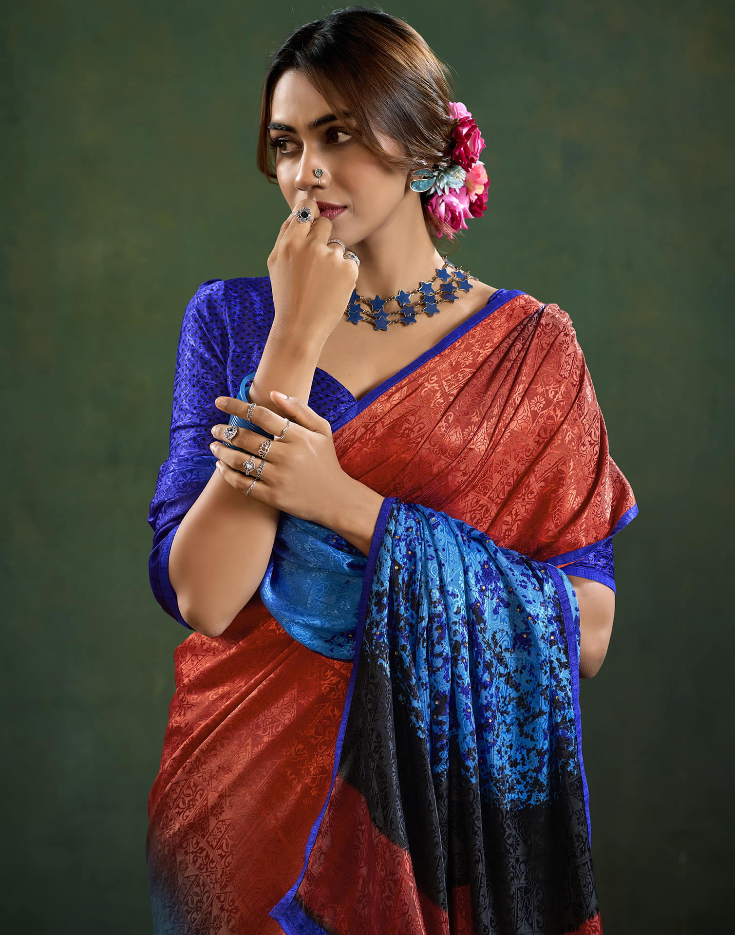 Dark Blue Silk Woven Saree