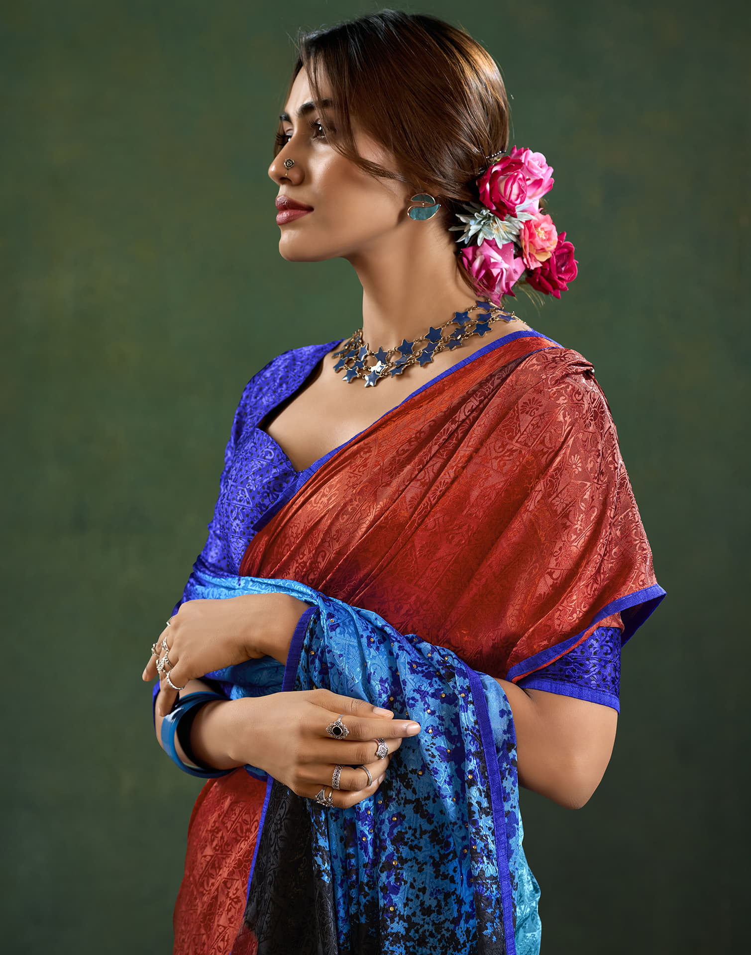 Dark Blue Silk Woven Saree