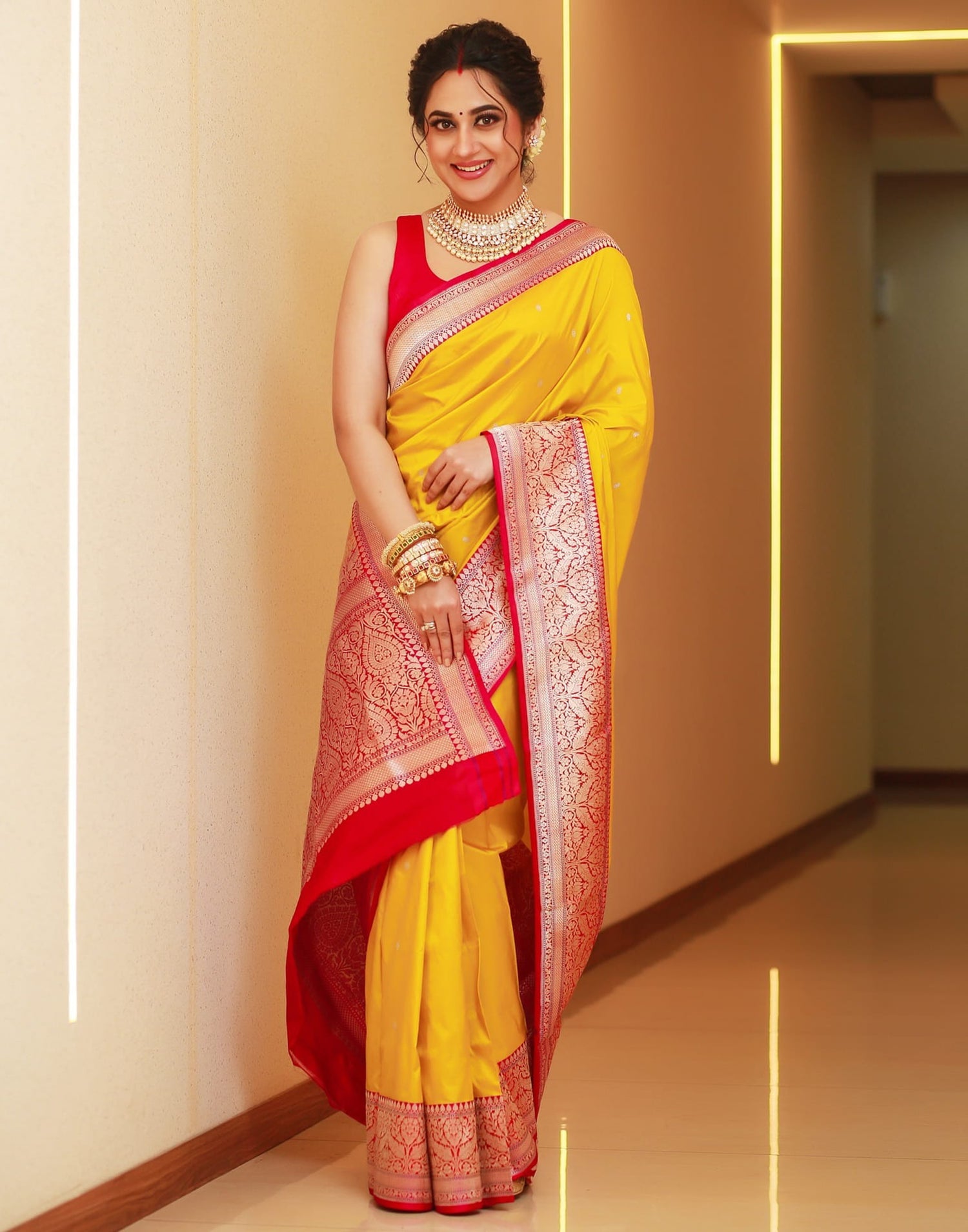 Yellow Silk Woven Banarasi Saree