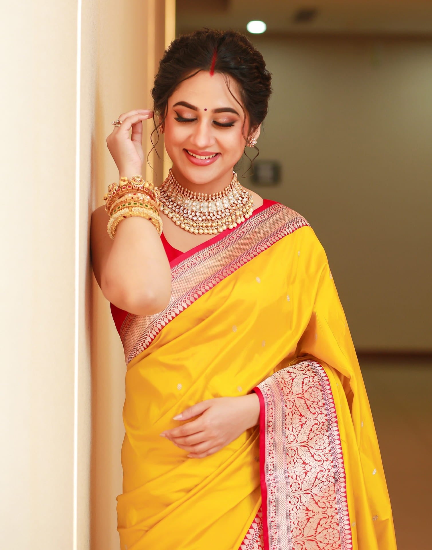 Yellow Silk Woven Banarasi Saree