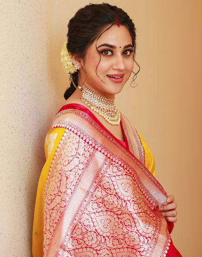 Yellow Silk Woven Banarasi Saree