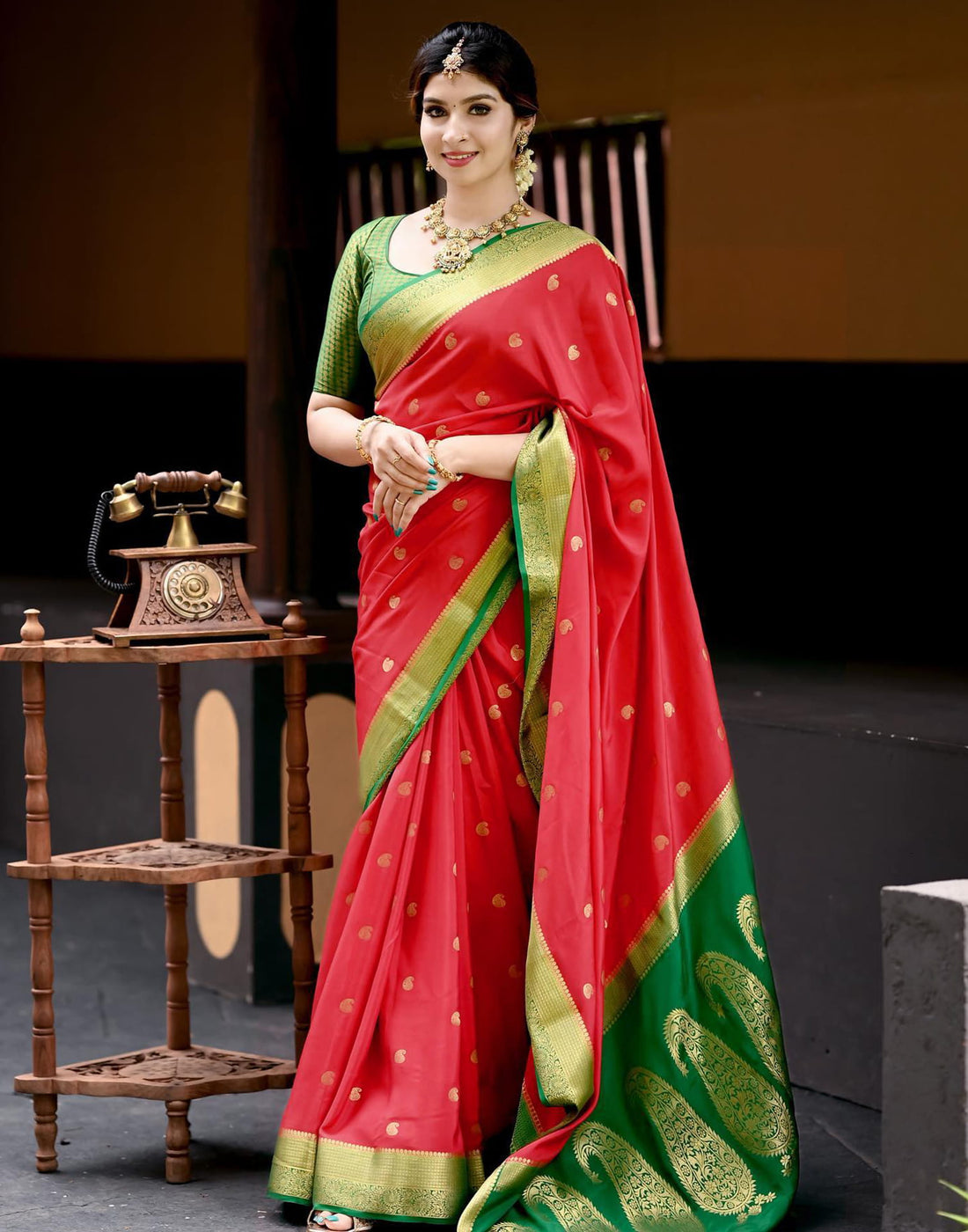 Red Silk Woven Kanjivaram Saree