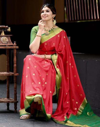 Red Silk Woven Kanjivaram Saree