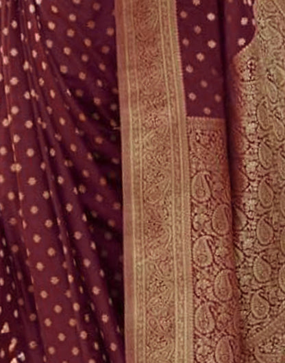 Maroon Silk Woven Banarasi Saree