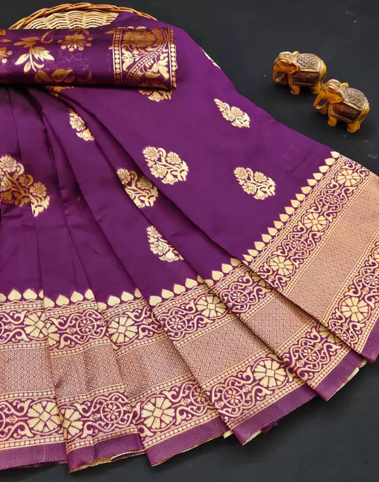 Wine Silk Woven Kanjivaram Saree