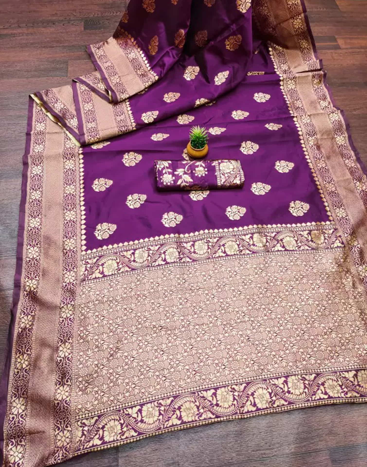 Wine Silk Woven Kanjivaram Saree