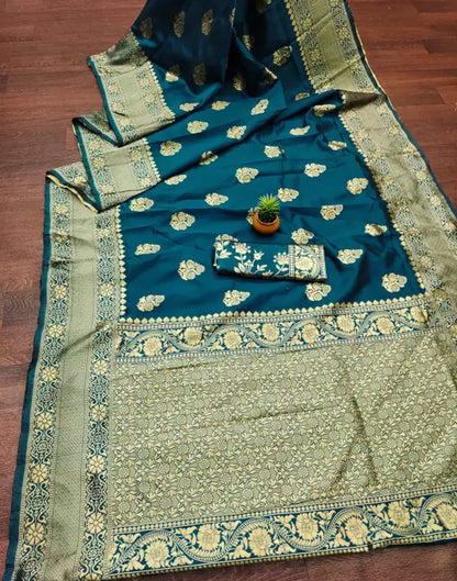 Rama Blue Silk Woven Kanjivaram Saree