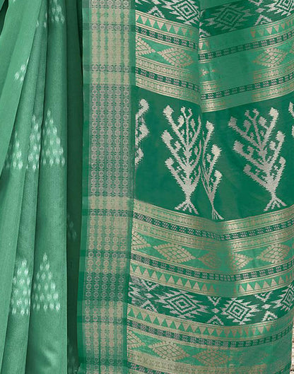 Sea Green Silk Ikkat Woven Saree