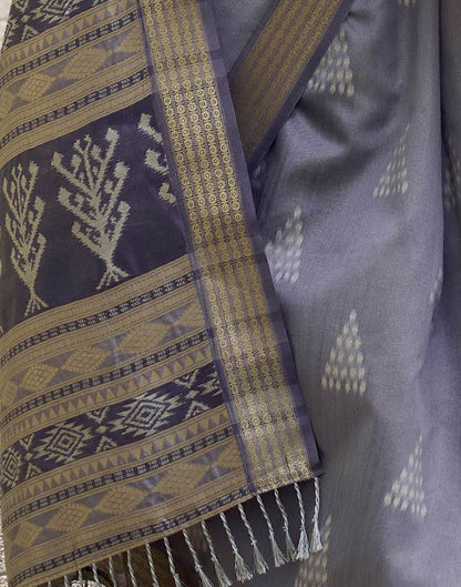 Grey Silk Ikkat Woven Saree