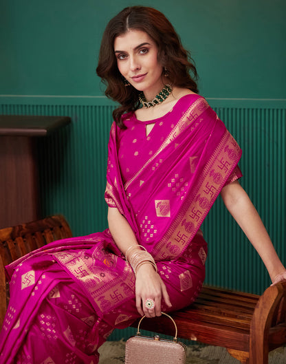 Rani Pink Silk Woven Banarasi Saree