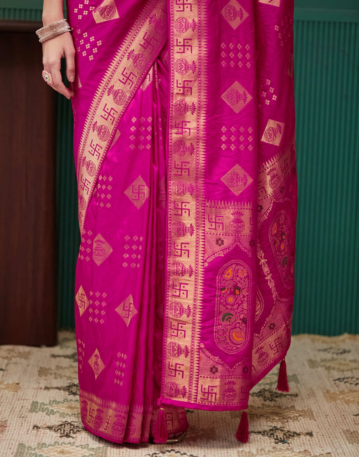 Rani Pink Silk Woven Banarasi Saree