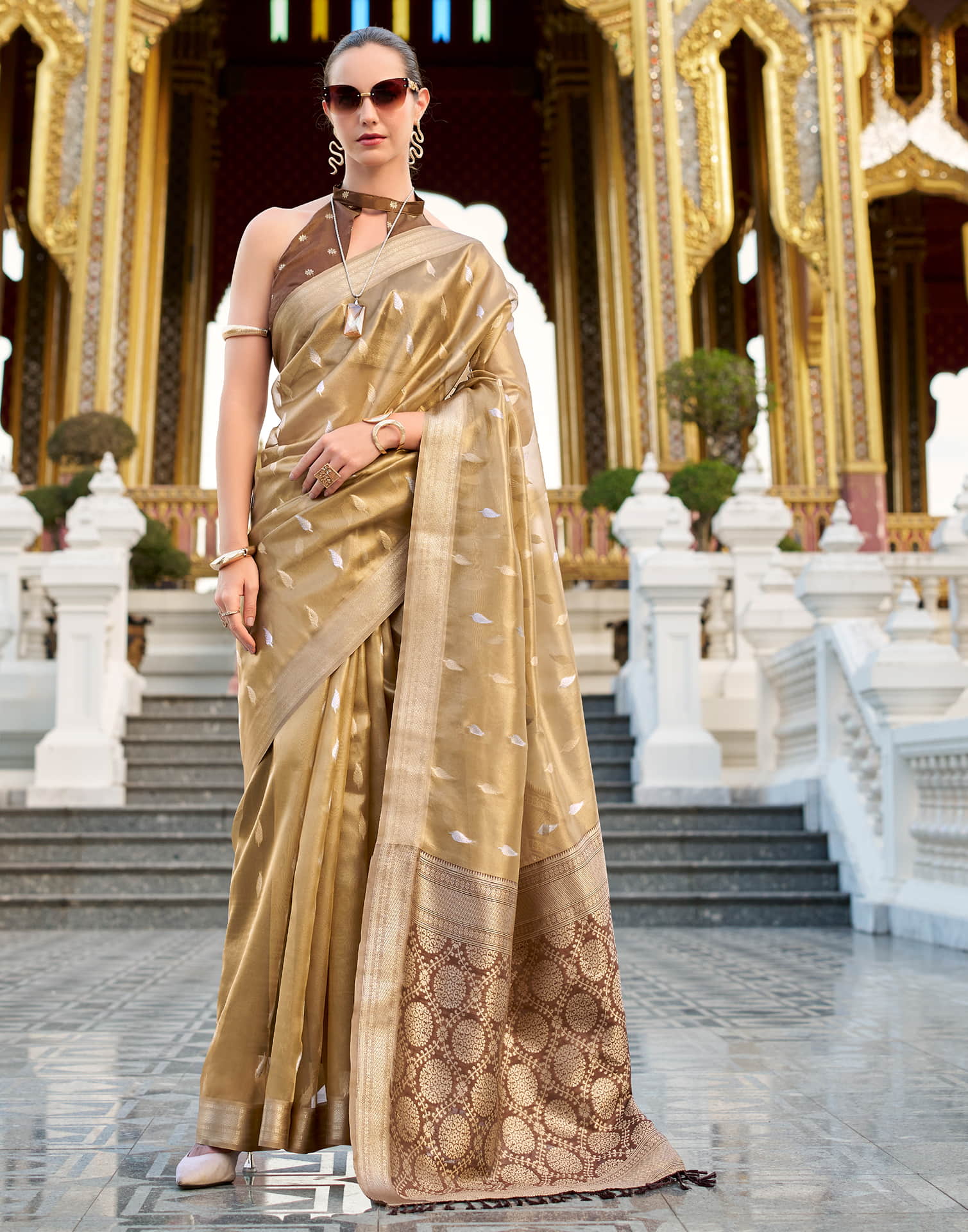Golden Tissue Silk Woven Saree