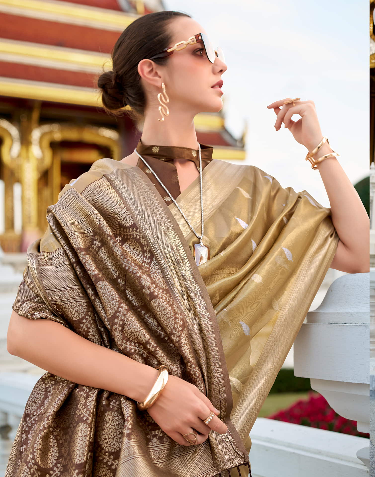 Golden Tissue Silk Woven Saree