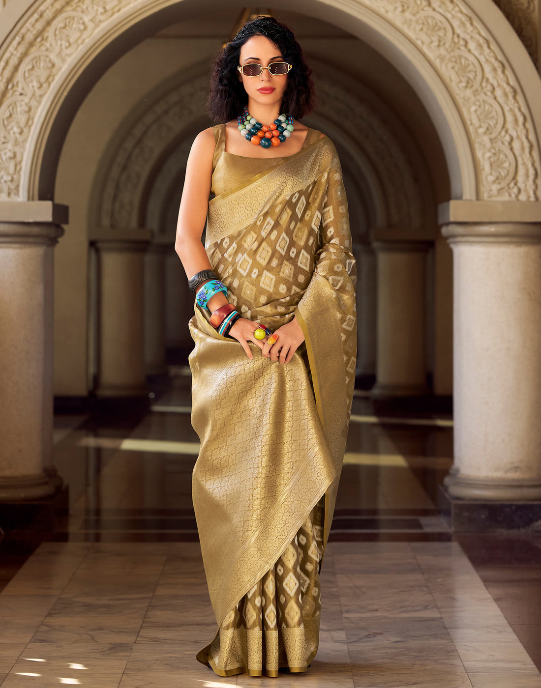 Golden Tissue Silk Woven Saree