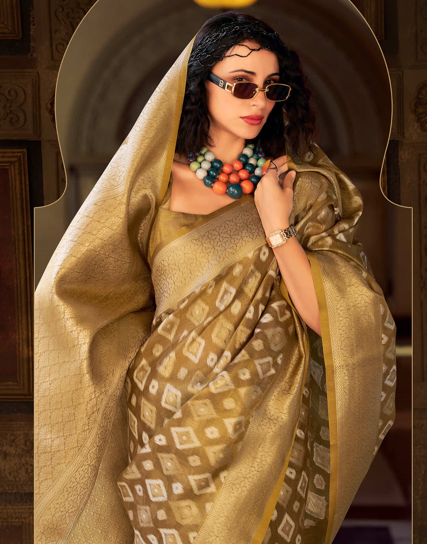 Golden Tissue Silk Woven Saree
