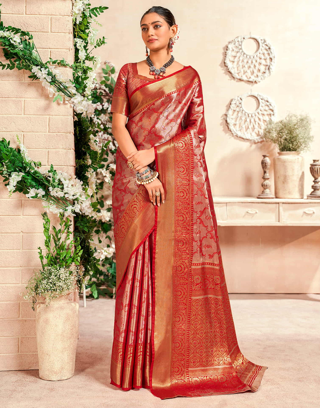 Red Silk Woven Kanjivaram Saree