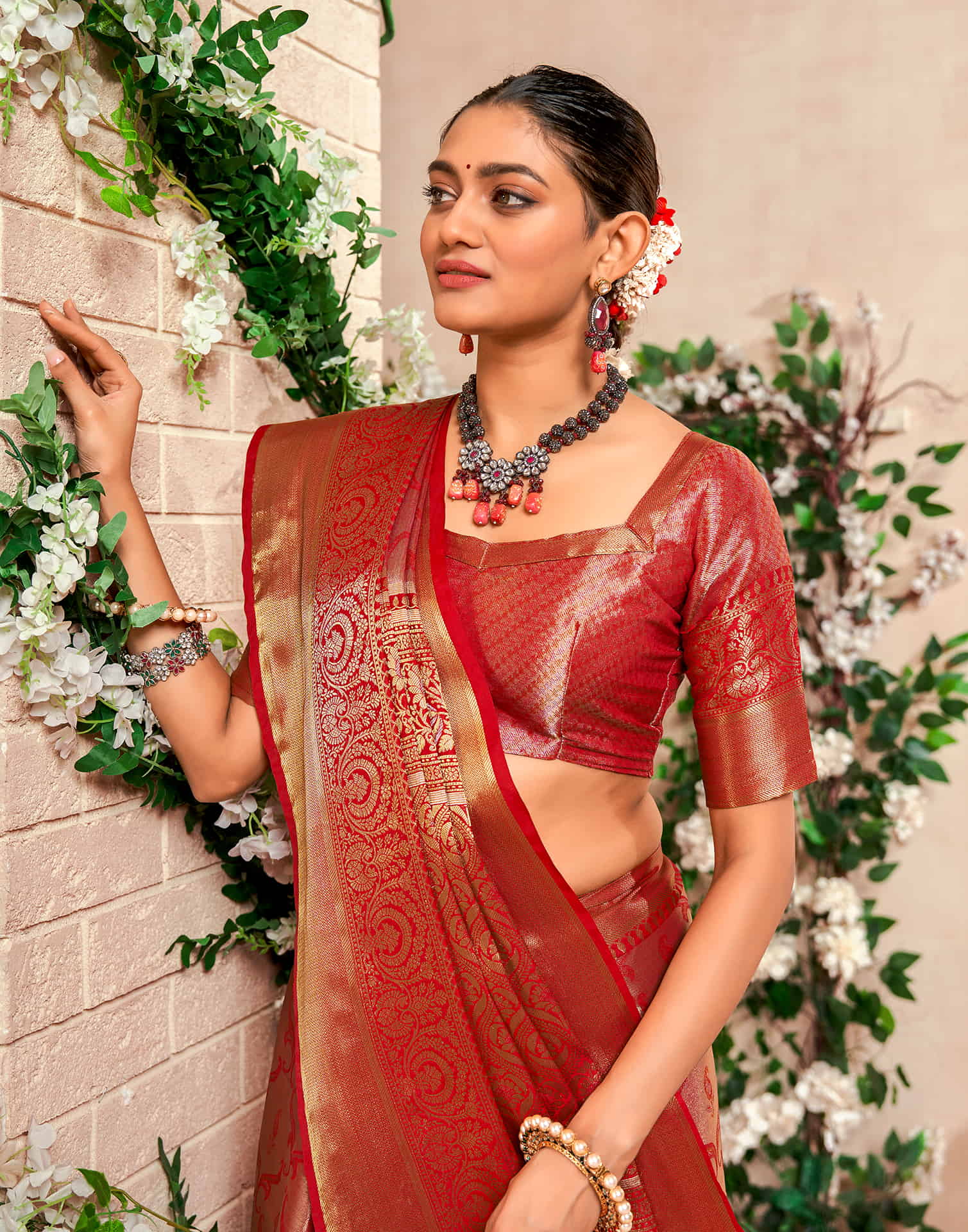 Red Silk Woven Kanjivaram Saree