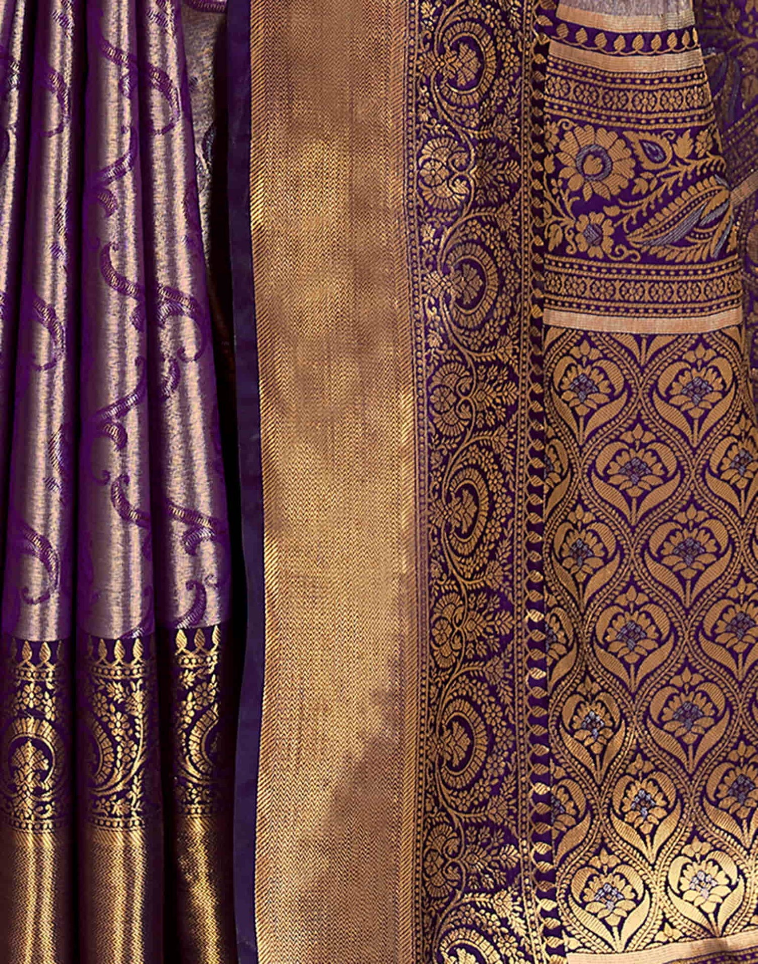 Purple Silk Woven Kanjivaram Saree