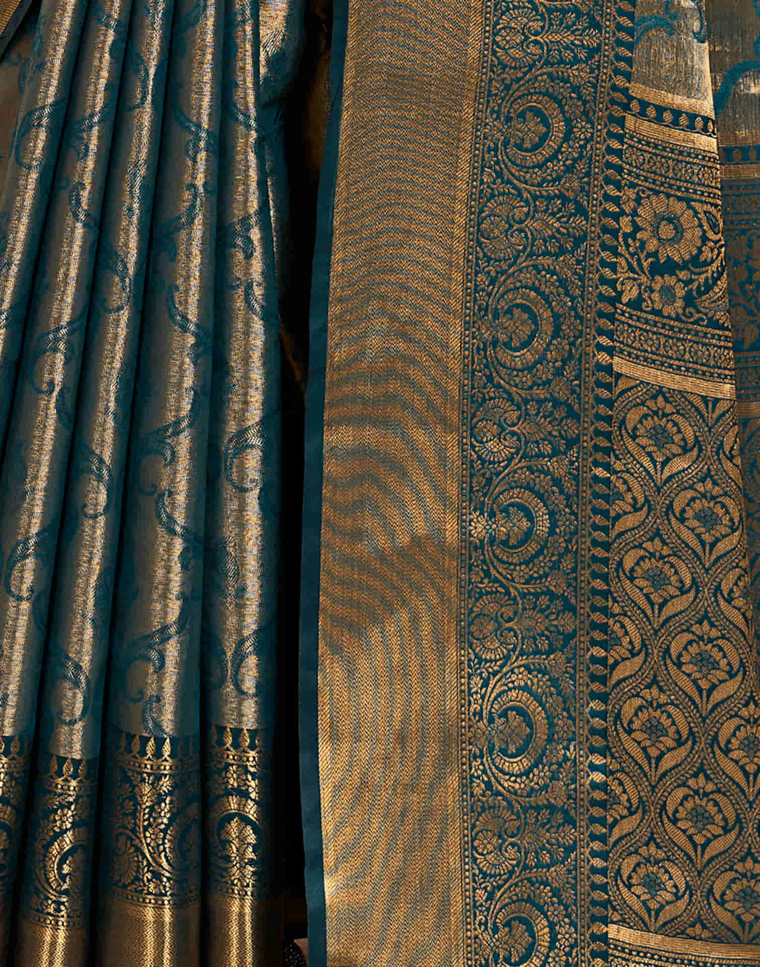 Rama Blue Silk Woven Kanjivaram Saree