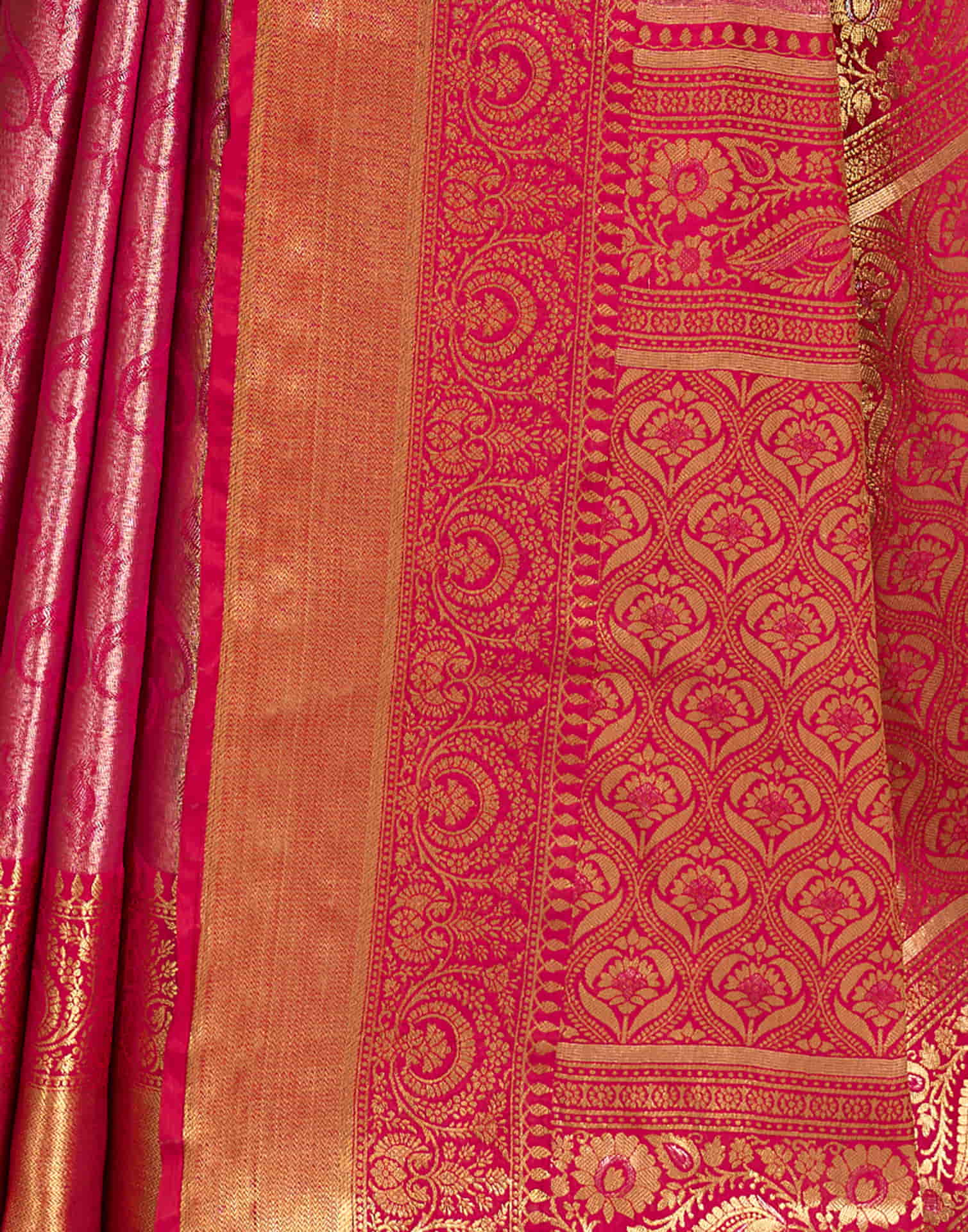 Rani Pink Silk Woven Kanjivaram Saree