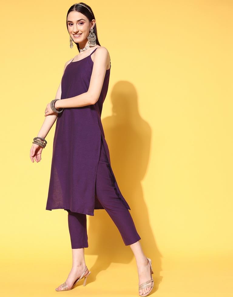 Purple Kurti With Pant Set | Leemboodi