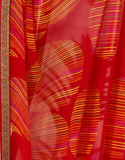 Red Georgette Geometric Printed Saree