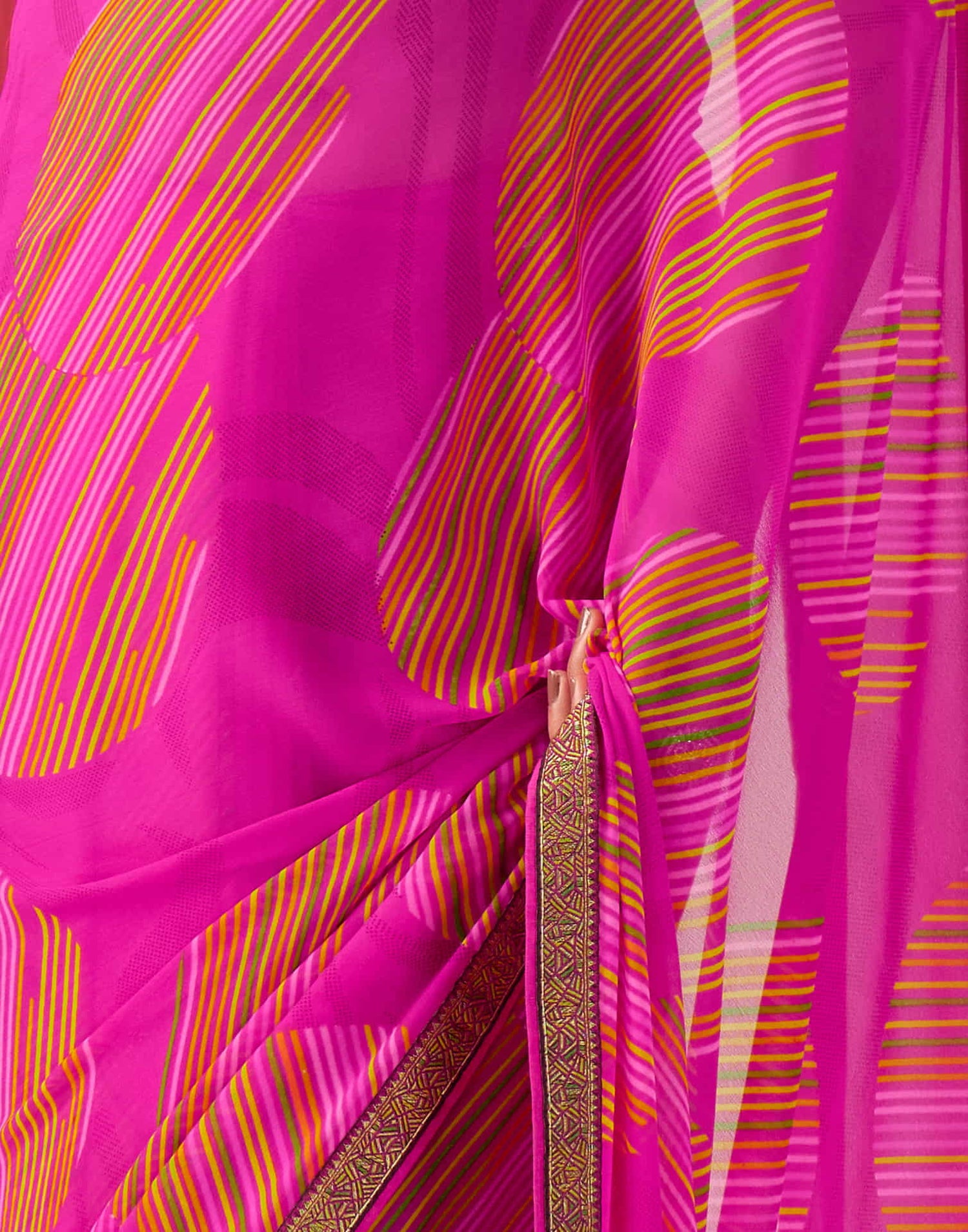 Magenta Georgette Geometric Printed Saree
