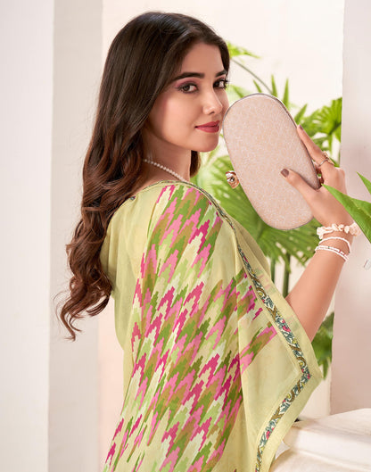 Light Yellow Georgette Geometric Printed Saree