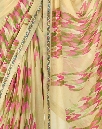 Light Yellow Georgette Geometric Printed Saree