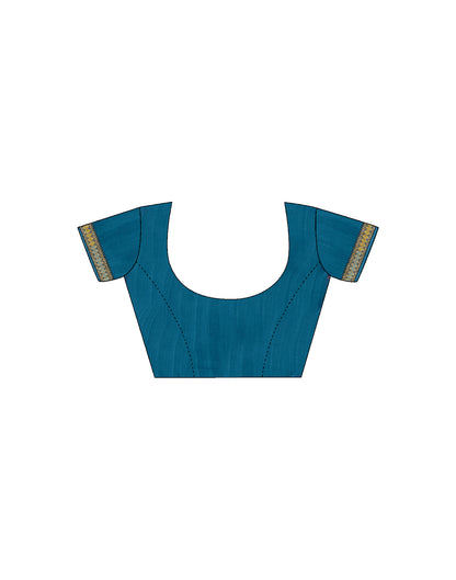 Teal Blue Georgette Geometric Printed Saree