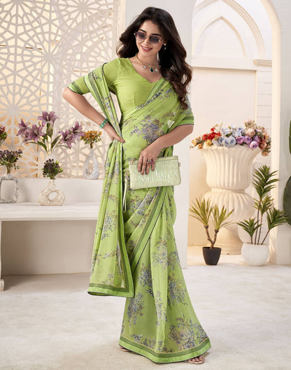 Light Green Georgette Printed Saree