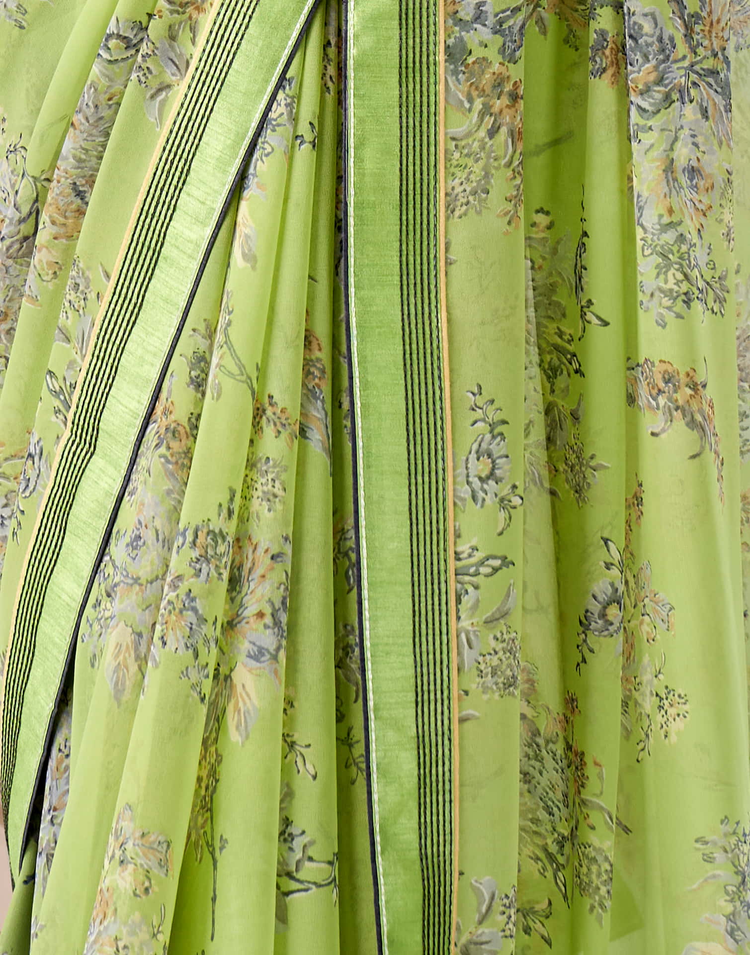 Light Green Georgette Printed Saree