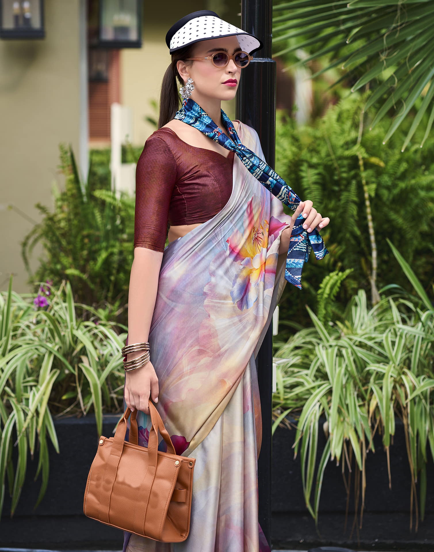 Mauve Silk Printed Saree