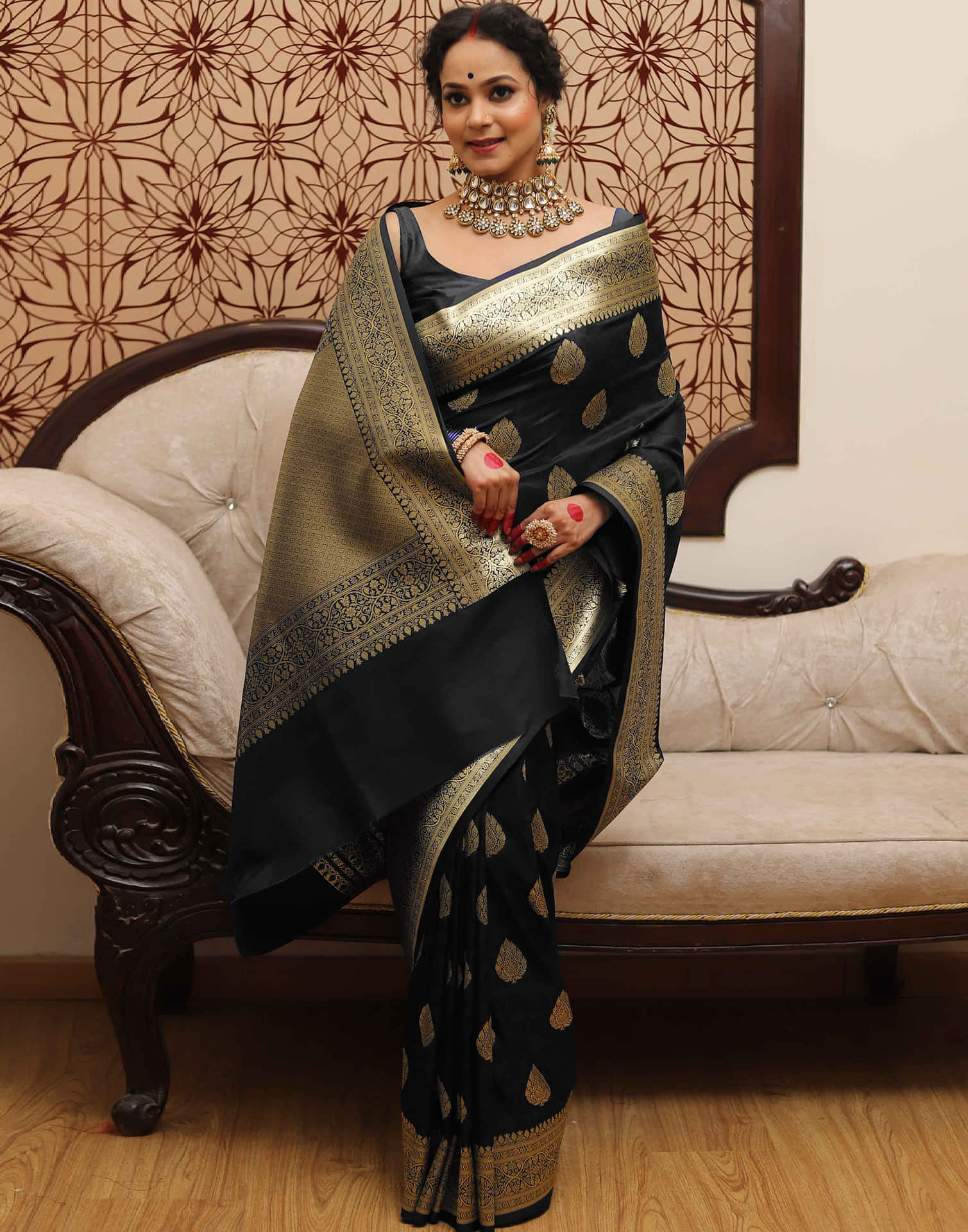 Black Silk Woven Kanjivaram Saree