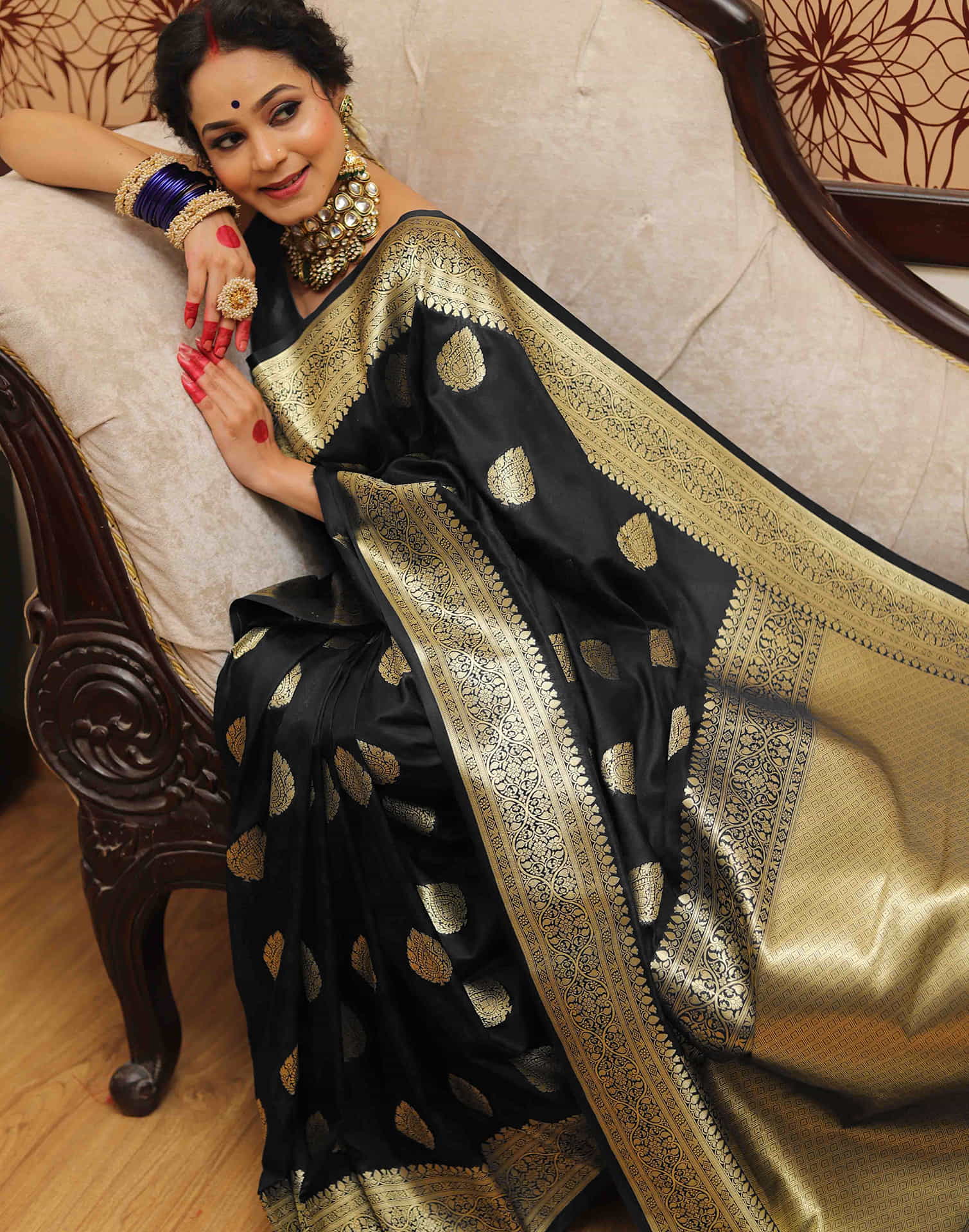 Black Silk Woven Kanjivaram Saree