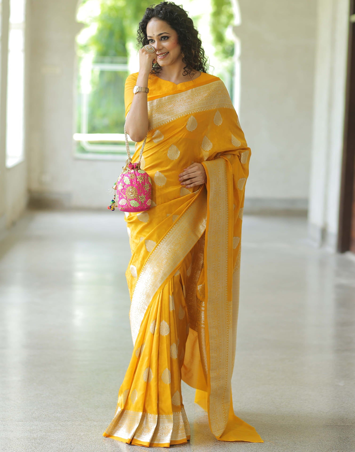 Yellow Silk Woven Kanjivaram Saree