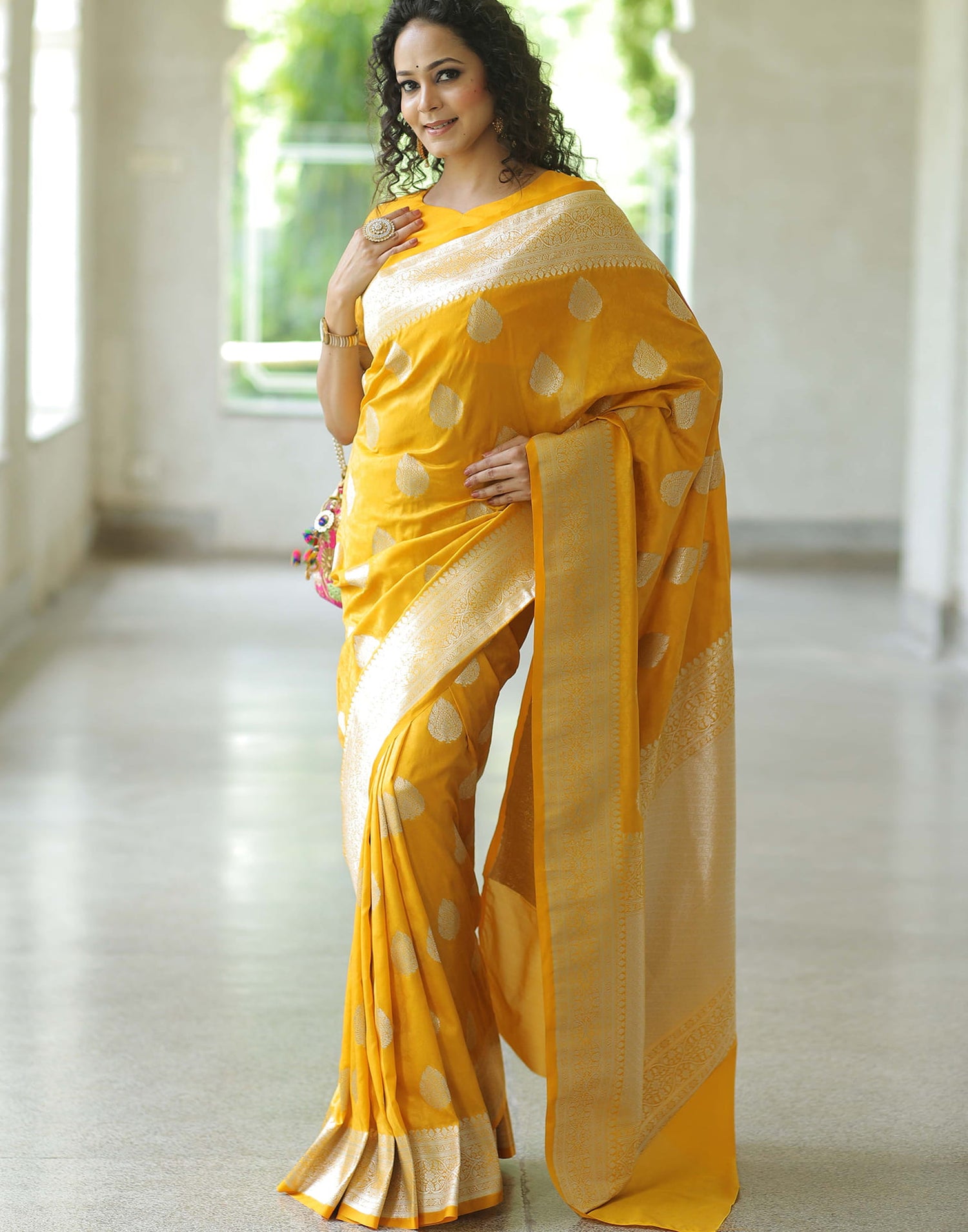 Yellow Silk Woven Kanjivaram Saree