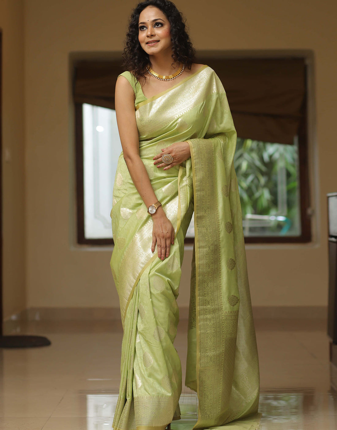 Light Green Silk Woven Kanjivaram Saree