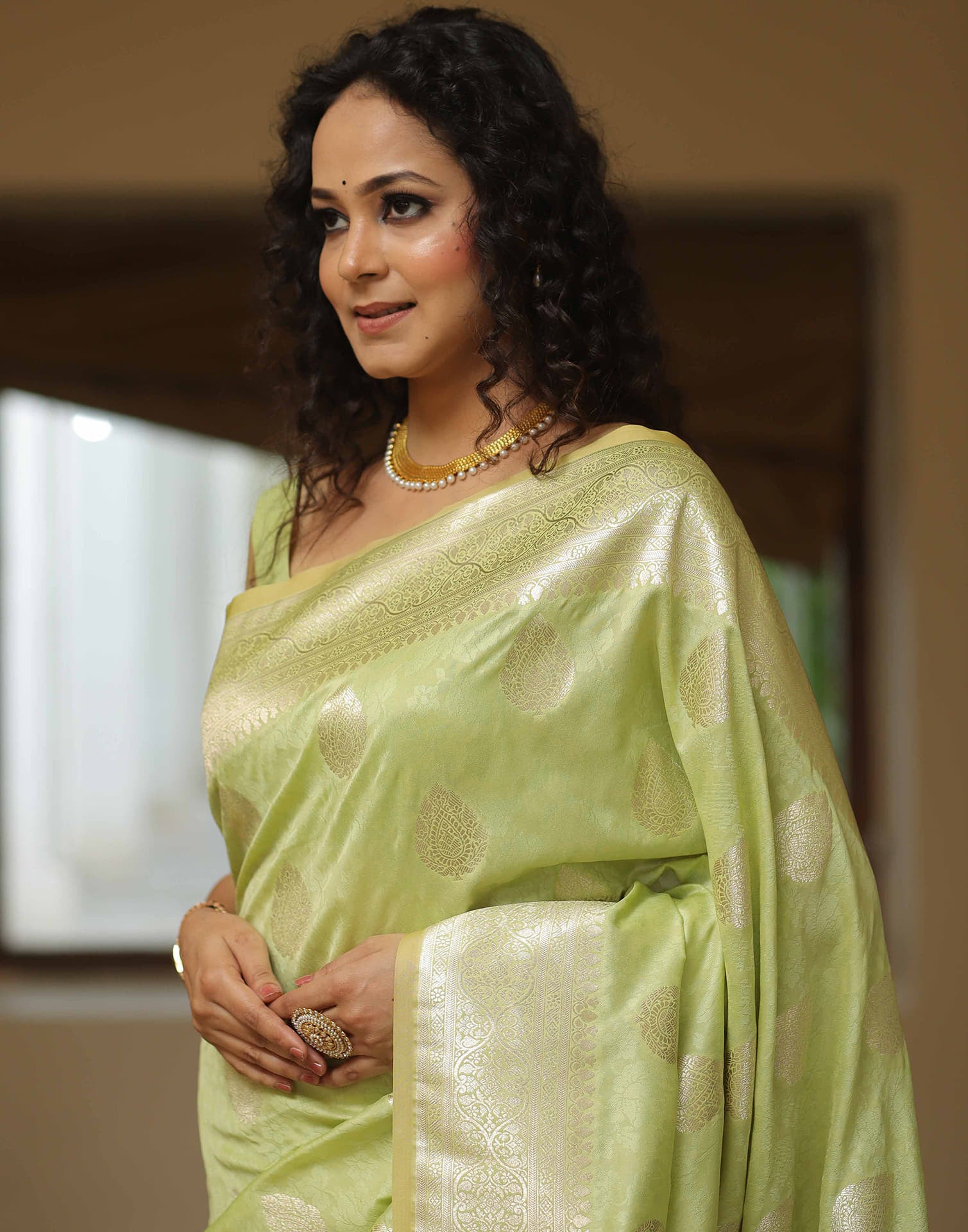 Light Green Silk Woven Kanjivaram Saree