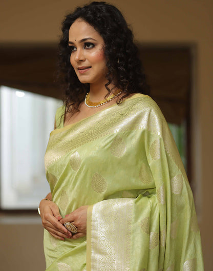 Light Green Silk Woven Kanjivaram Saree