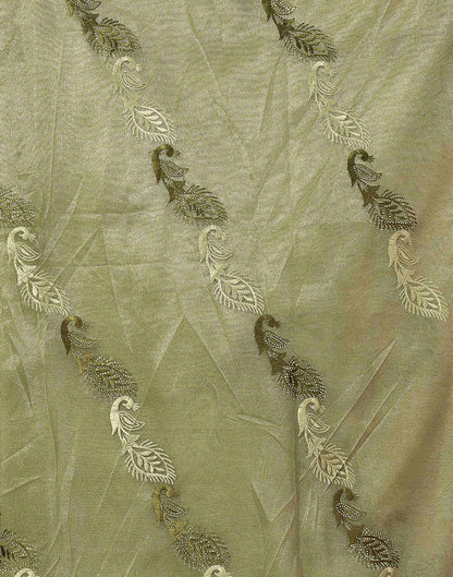 Light Green Shimmer Stone Work Embroidery Saree